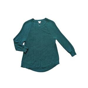 J.Crew Crewneck Sweater Womens S Green Ribbed Wool Blend Preppy Business Casual